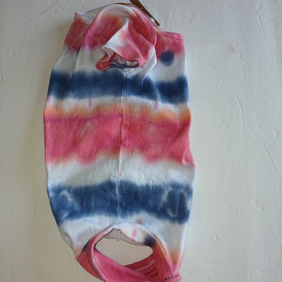 Tie Dye Red White & Blue Stripe Baby Snap Crotch Body Suit for July 4th 12 Month - Picture 7 of 14